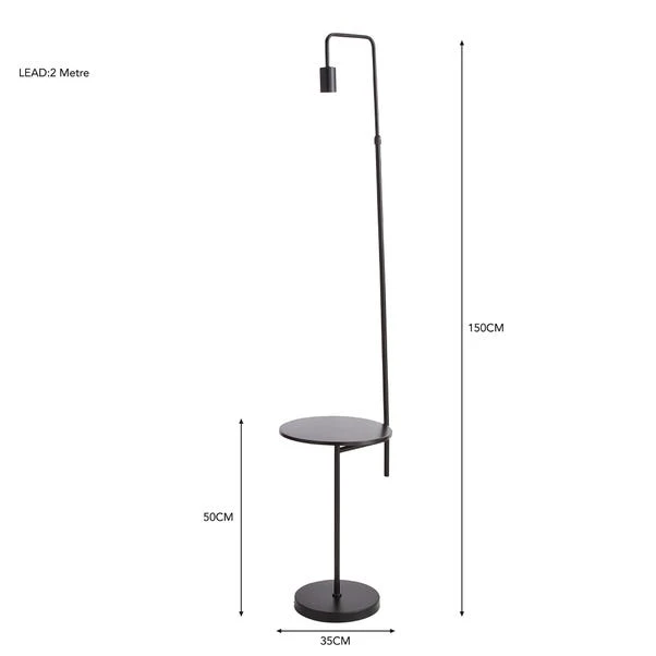 Dunelm Aubrey Exposed Bulb Floor Lamp With Table Black 8 Dunelm Aubrey Exposed Bulb Floor Lamp With Table Black - Image 6