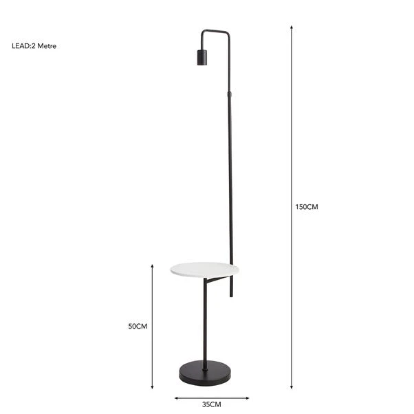 Dunelm Aubrey Exposed Bulb Floor Lamp With Table Black And Faux Marble 7 Dunelm Aubrey Exposed Bulb Floor Lamp With Table Black And Faux Marble - Image 5
