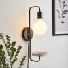 Dunelm Aubrey Exposed Bulb Shelf Wall Light Black And Faux Marble -Dunelm Shop 30802437