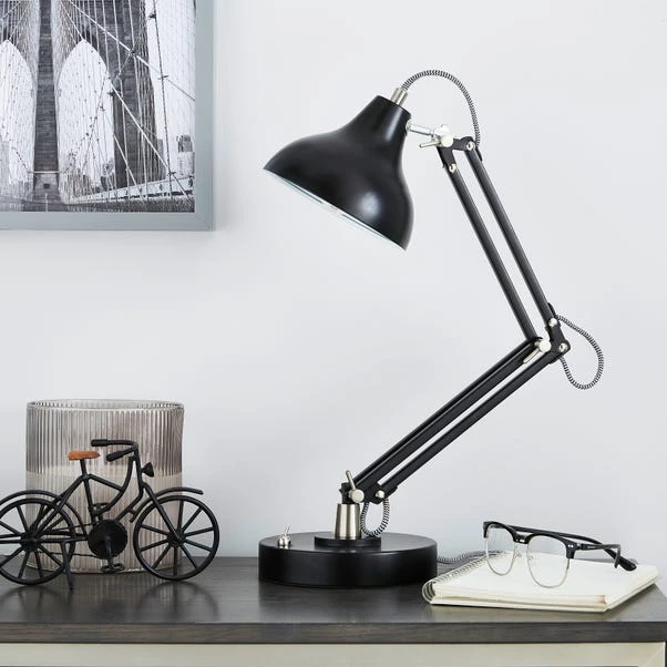 Dunelm Archibald Articulated Black Desk Lamp 4 Dunelm Archibald Articulated Black Desk Lamp - Image 2