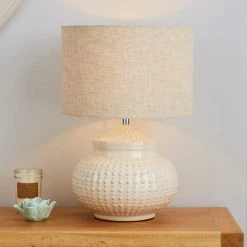 Dunelm Zeeburg Urchin Ceramic Cream Table Lamp