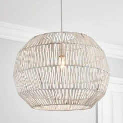 Dunelm Wicker Woven Easy Fit Pendant White