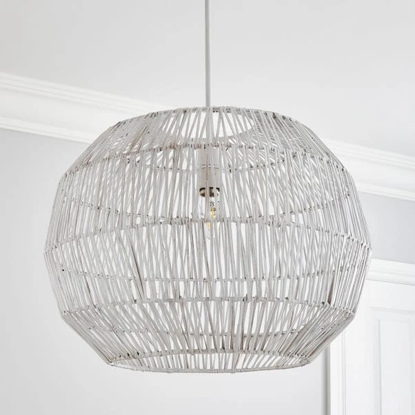 Dunelm Wicker Woven Easy Fit Pendant White 4 Dunelm Wicker Woven Easy Fit Pendant White - Image 2