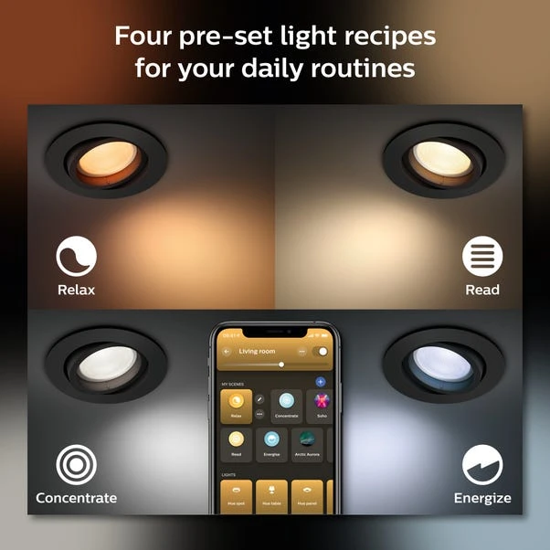 Philips HUE Set Of 3 Centura Smart LED Ceiling Spotlights 7 Philips HUE Set Of 3 Centura Smart LED Ceiling Spotlights - Image 5