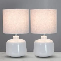 Dunelm Oslo Set Of 2 Ceramic Dove Grey Table Lamp